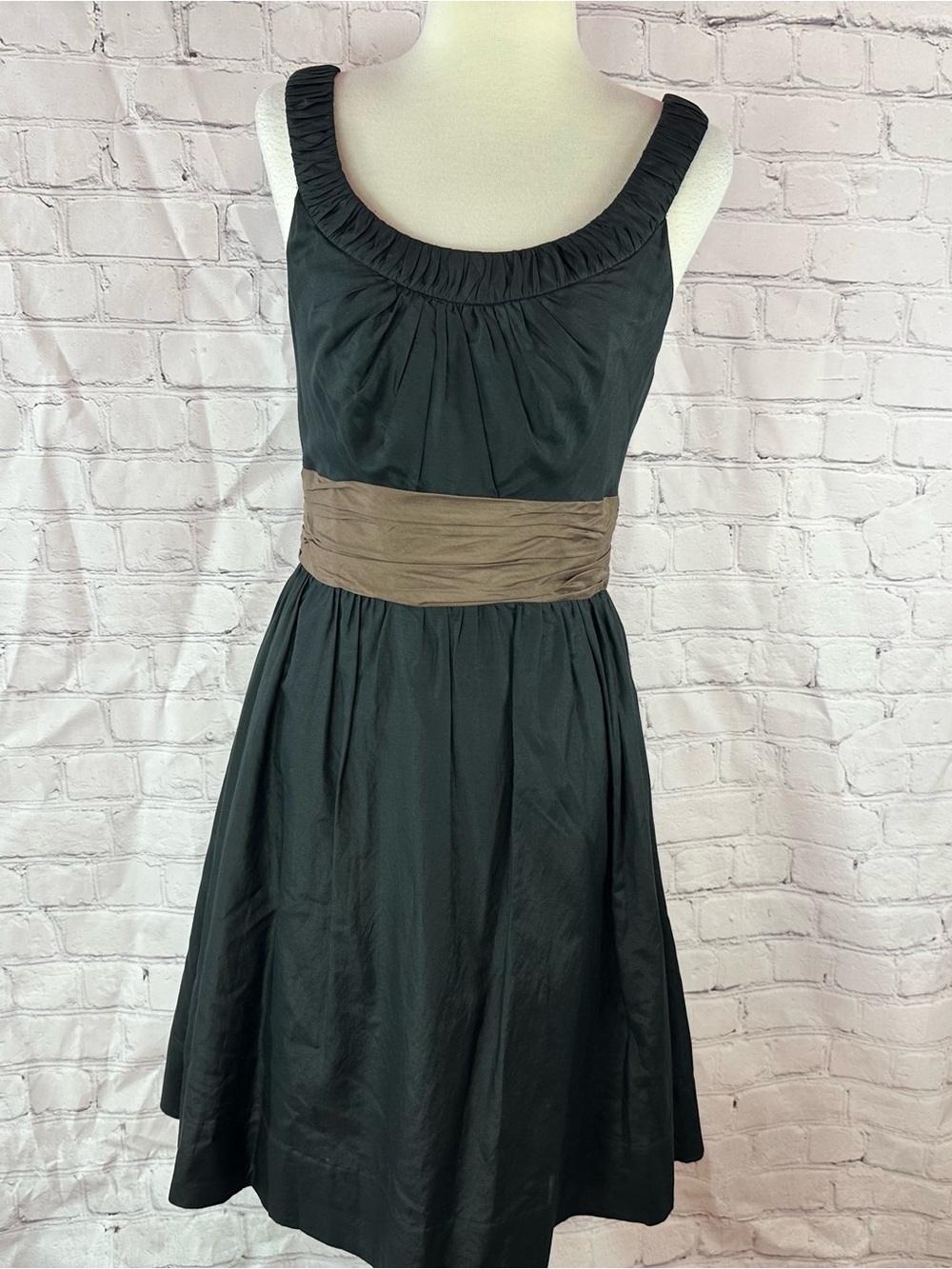 White House Black Market Black fit & flare silk cotton Dress women 6 classic